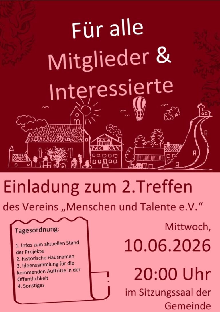 Einladung zum 2. Treffen